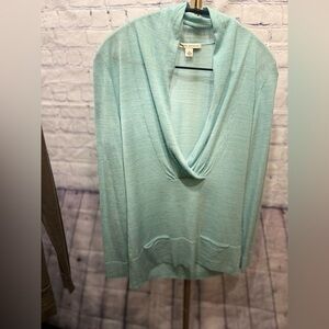 Like New Banana Republic Cowl neck sweater 100% Wool Size small Blue